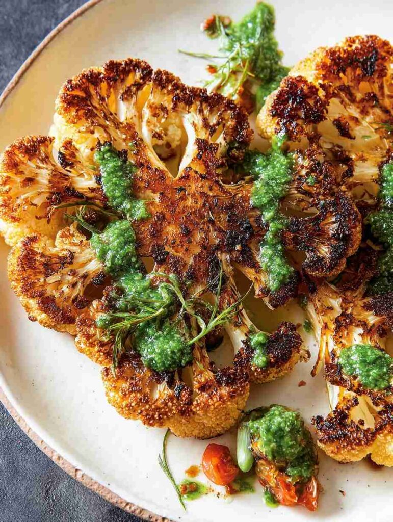 Roasted Cauliflower Steak Recipe Best Spices For Cauliflower Steaks Health Benefits Of Cauliflower Steaks Easy Roasted Cau...