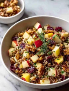 Warm Apple Cranberry Farro Salad with Herbs: A Cozy Christmas Salad