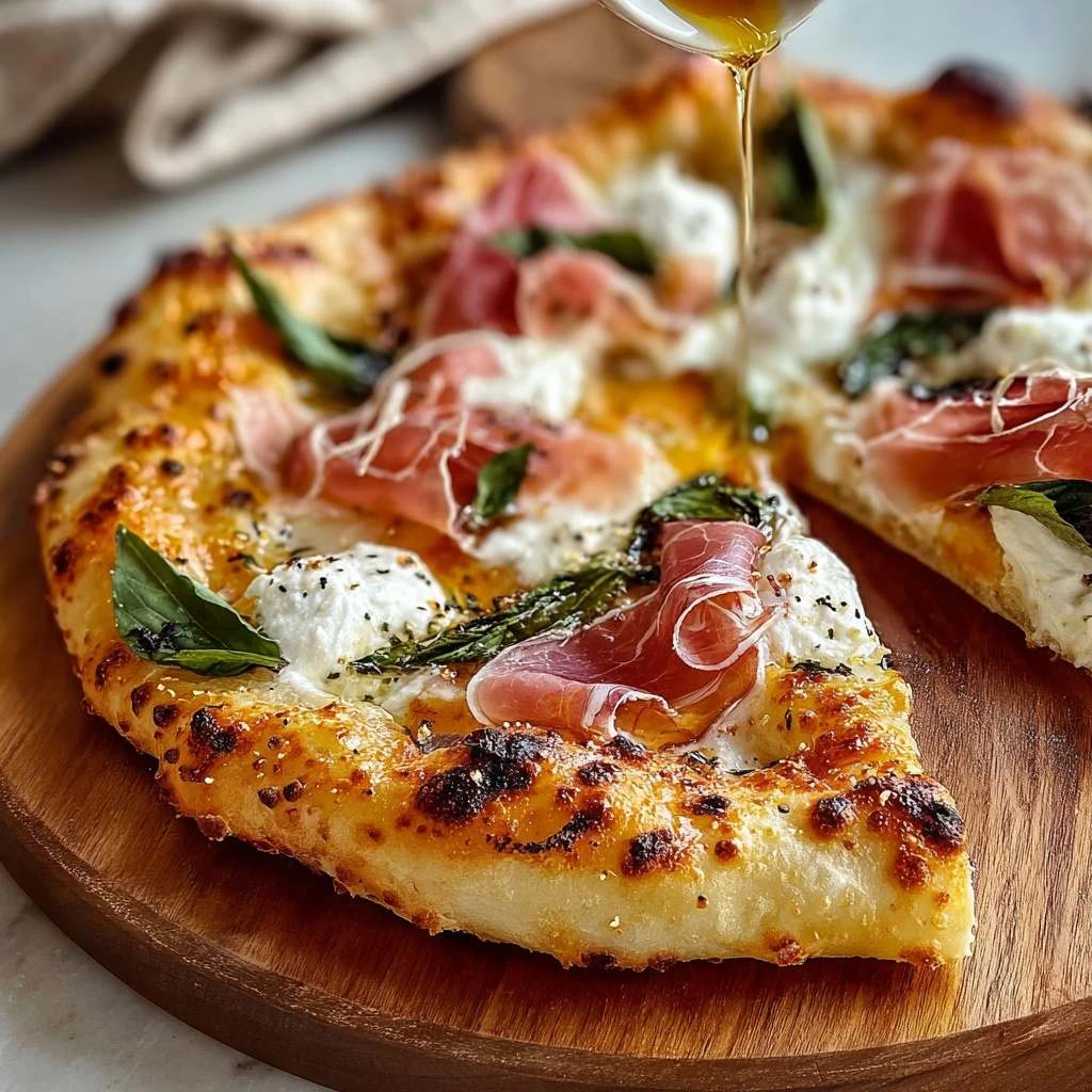 White Pizza Prosciutto Honey Recipe Easy 20-minute White Pizza Hot Honey Prosciutto Pizza Gourmet White Pizza At Home Best...