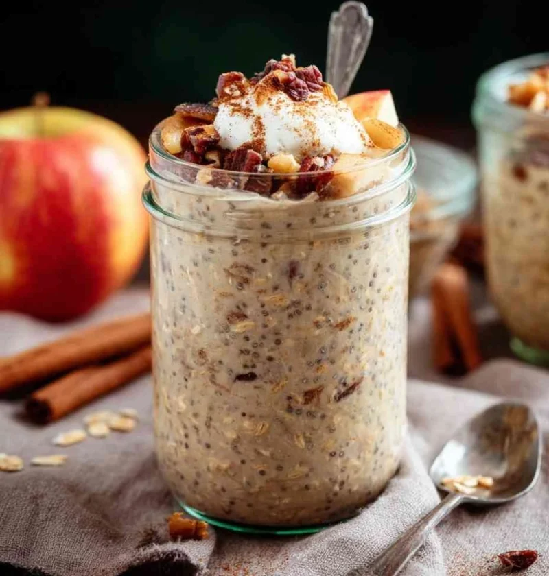 Apple Cinnamon Overnight Oats Recipe Best Apple Pie Overnight Oats Healthy Apple Overnight Oats Vegan No-cook Apple Oats B...