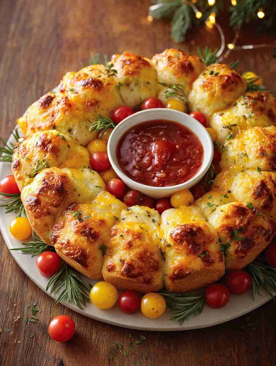 Cheesy Pullapart Dinner Roll Wreath