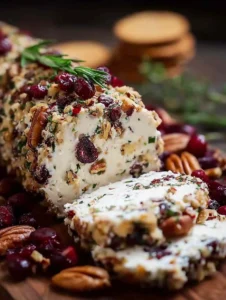 Cranberry, Pecan and Cheese Log