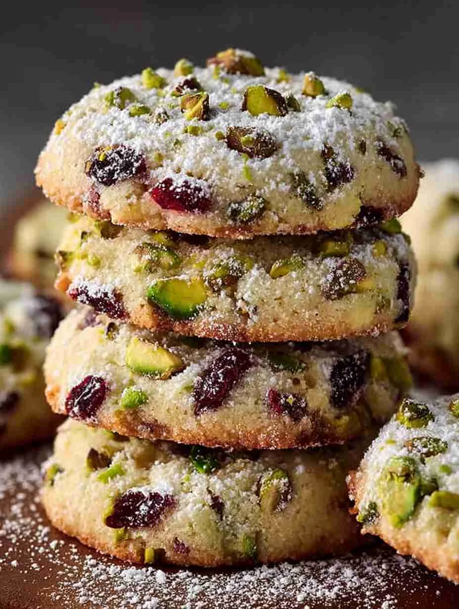 Cranberry pistachio shortbread cookies