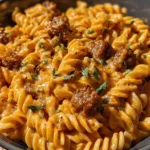 Creamy Cheddar Honey Garlic Sausage Pasta Skillet