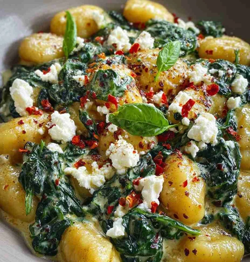 Creamy Gnocchi With Spinach Recipe Easy Gnocchi With Feta Dish Homemade Creamy Gnocchi Spinach Feta Best Spinach And Feta ...