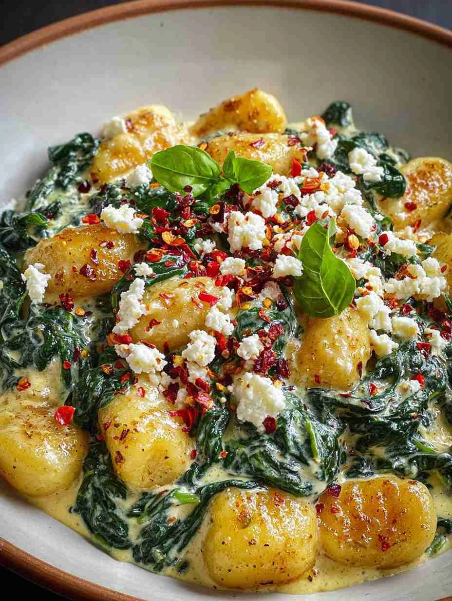 Creamy Gnocchi With Spinach Recipe Easy Gnocchi With Feta Dish Homemade Creamy Gnocchi Spinach Feta Best Spinach And Feta ...
