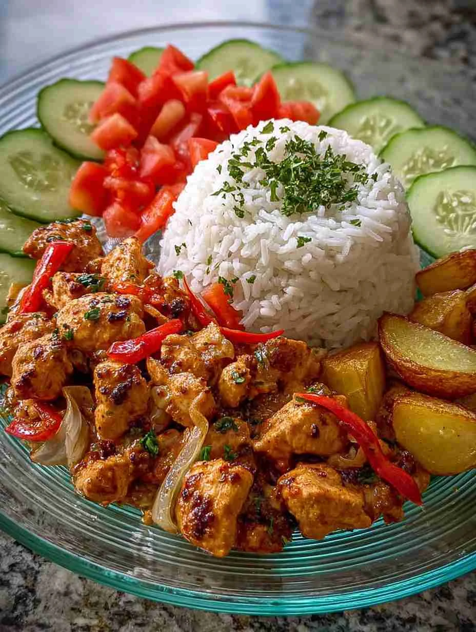 Creamy Herb Chicken with Roasted Veggies & Crispy Potatoes