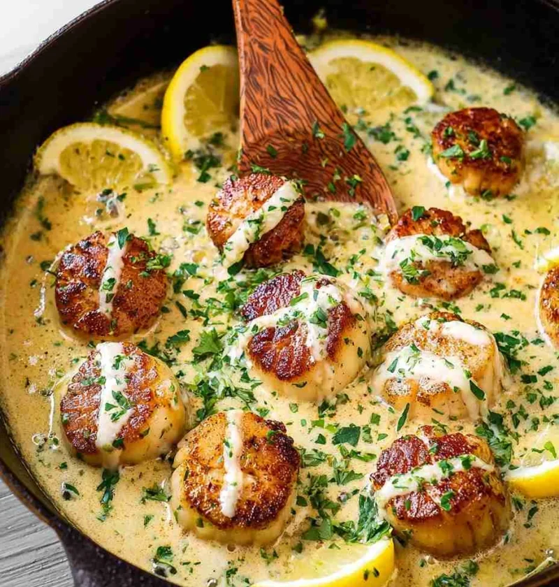 Creamy Lemon Garlic Pan Seared Scallops Creamy Lemon Garlic Pan Seared Scallops