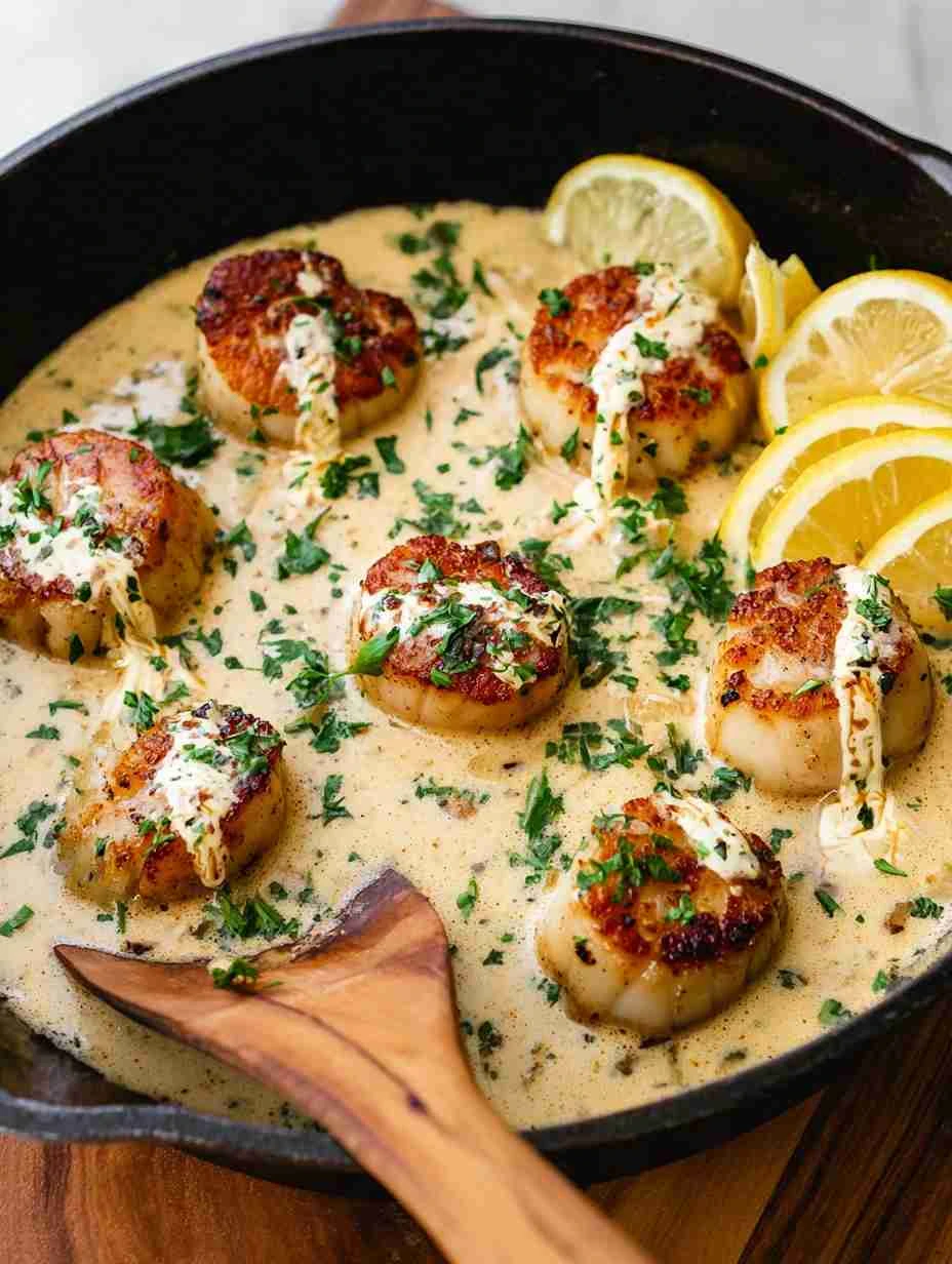 Creamy Lemon Garlic Pan Seared Scallops Creamy Lemon Garlic Pan Seared Scallops