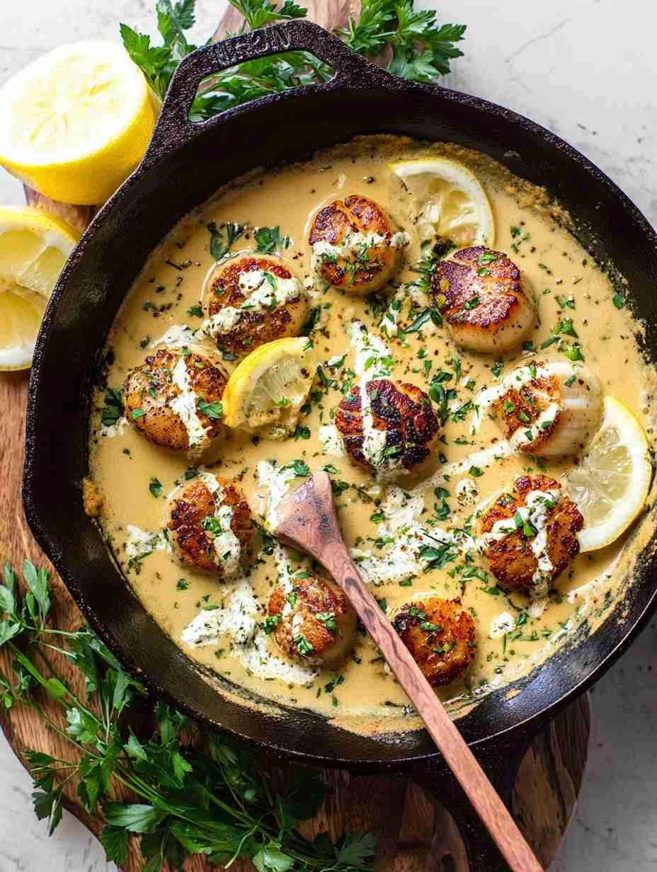 Creamy Lemon Garlic Pan Seared Scallops Creamy Lemon Garlic Pan Seared Scallops