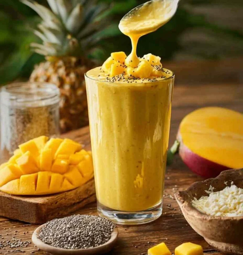 Creamy Mango & Pineapple Smoothie With Cottage Cheese Creamy Mango Pineapple Smoothie Cottage Cheese