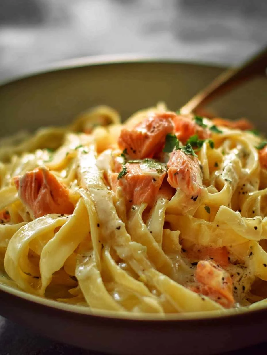 Creamy Salmon Fettuccine Ready In 30 Minutes Or Less Creamy Salmon Fettuccine Ready Minutes Less