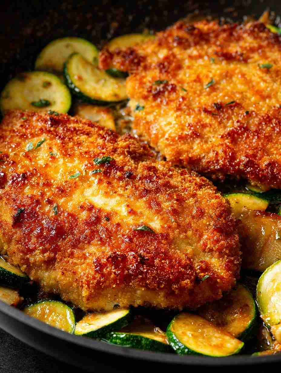Crispy Parmesan Garlic Chicken With Zucchini: A Delight! Crispy Parmesan Garlic Chicken Zucchini Delight