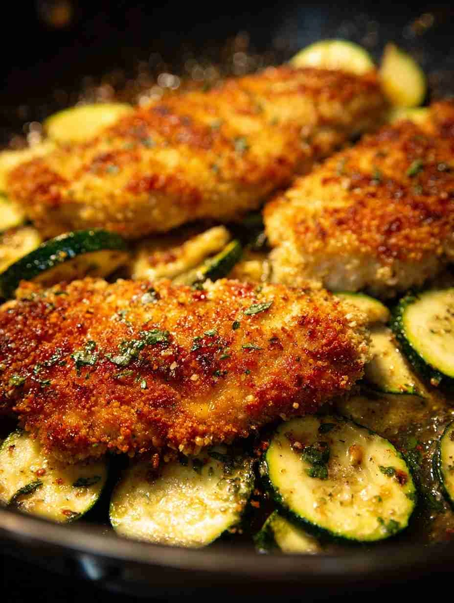 Crispy Parmesan Garlic Chicken With Zucchini: A Delight! Crispy Parmesan Garlic Chicken Zucchini Delight