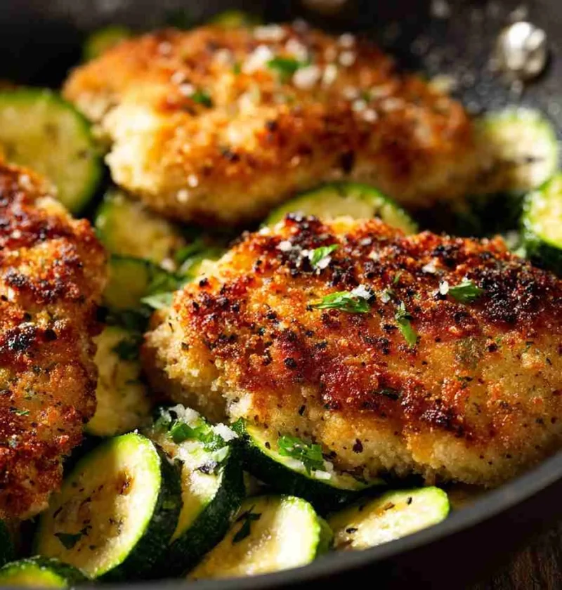Crispy Parmesan Garlic Chicken With Zucchini: A Delight! Crispy Parmesan Garlic Chicken Zucchini Delight