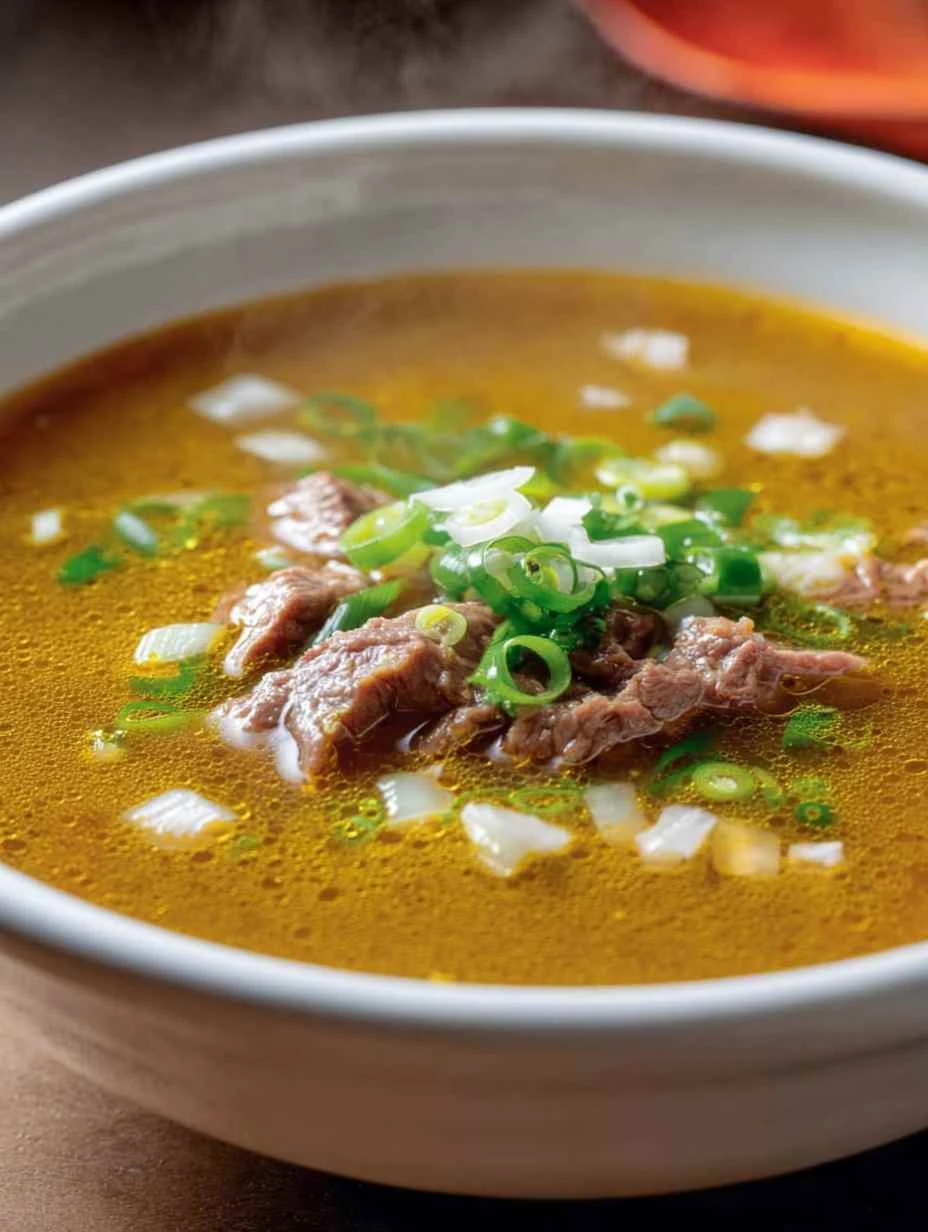 Golden Soup With Shaved Beef: A Brothy, Spicy Surprise