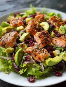 Herb-Grilled Salmon Chopped Salad with Avocado & Cranberries