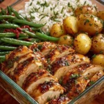 Creamy Herb Chicken with Roasted Veggies & Crispy Potatoes