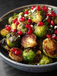 Hot Honey Brussels Sprouts with Pomegranate & Feta