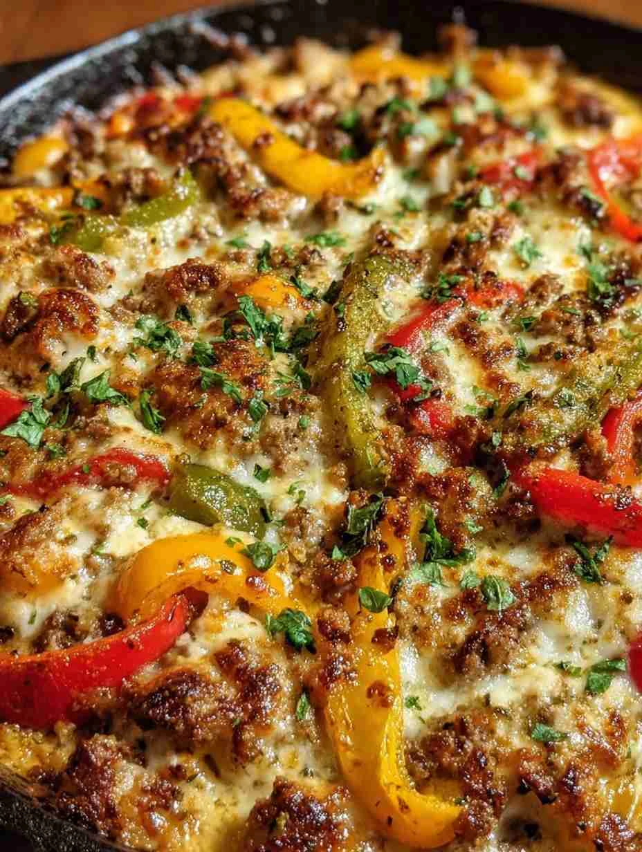 Mediterranean Cottage Cheese Turkey Pepper Skillet