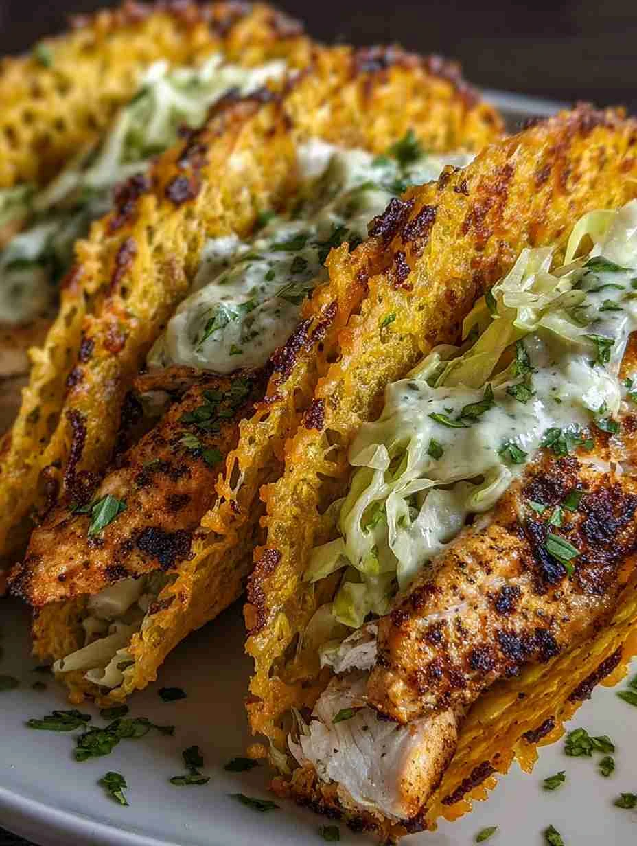 Mediterranean Dill Pickle Chicken Taco Recipe Crispy Cheese Lace Taco Shells Smash Chicken Tacos With Mediterranean Flavor...