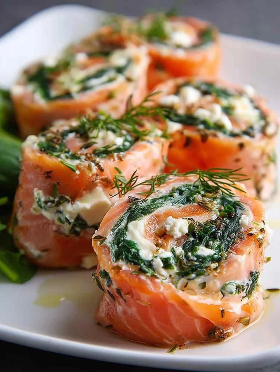 Mediterranean Stuffed Salmon Recipe Spinach And Feta Salmon Pinwheel Ideas Easy Salmon Pinwheel Recipe Mediterranean How T...