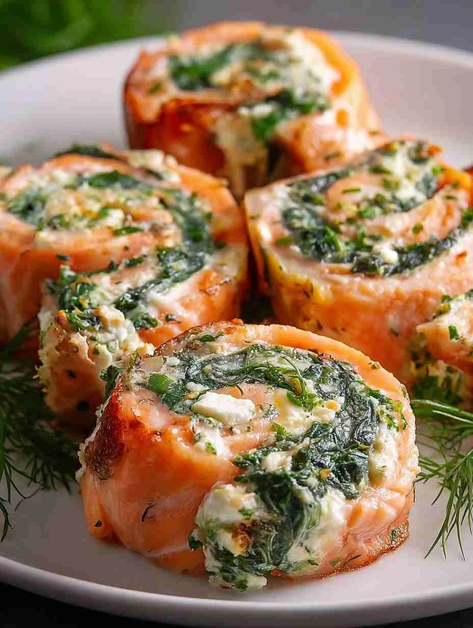 Mediterranean Stuffed Salmon Recipe Spinach And Feta Salmon Pinwheel Ideas Easy Salmon Pinwheel Recipe Mediterranean How T...