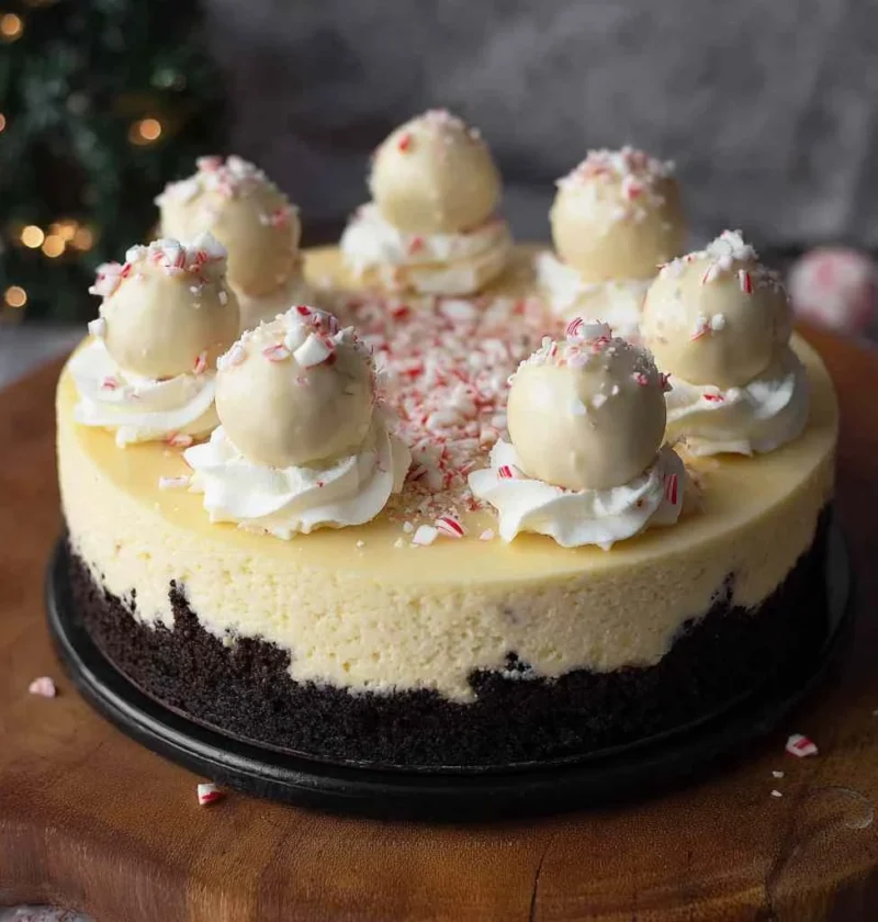 Peppermint Cheesecake Oreo Crust Christmas Dessert