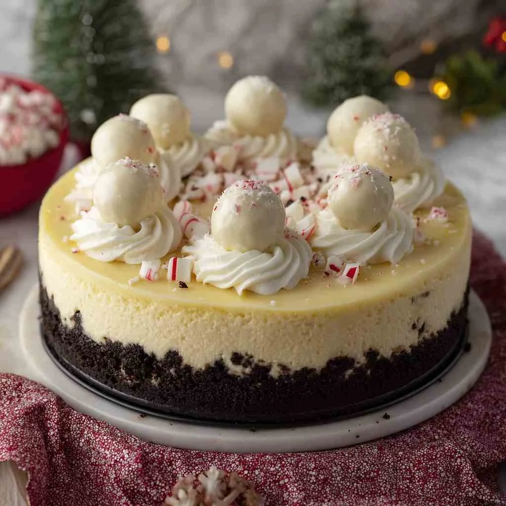 Peppermint Cheesecake Oreo Crust Christmas Dessert