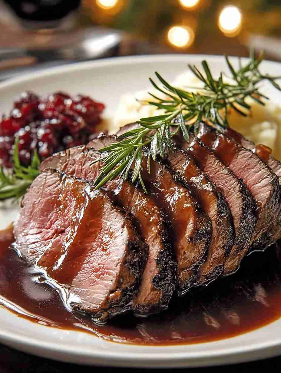 Perfect Christmas Roast Beef with Velvety Red Wine Gravy