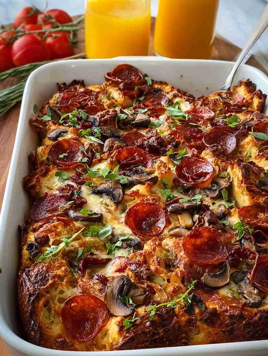 Pizza Strata Breakfast Casserole Pizza Strata Breakfast Casserole