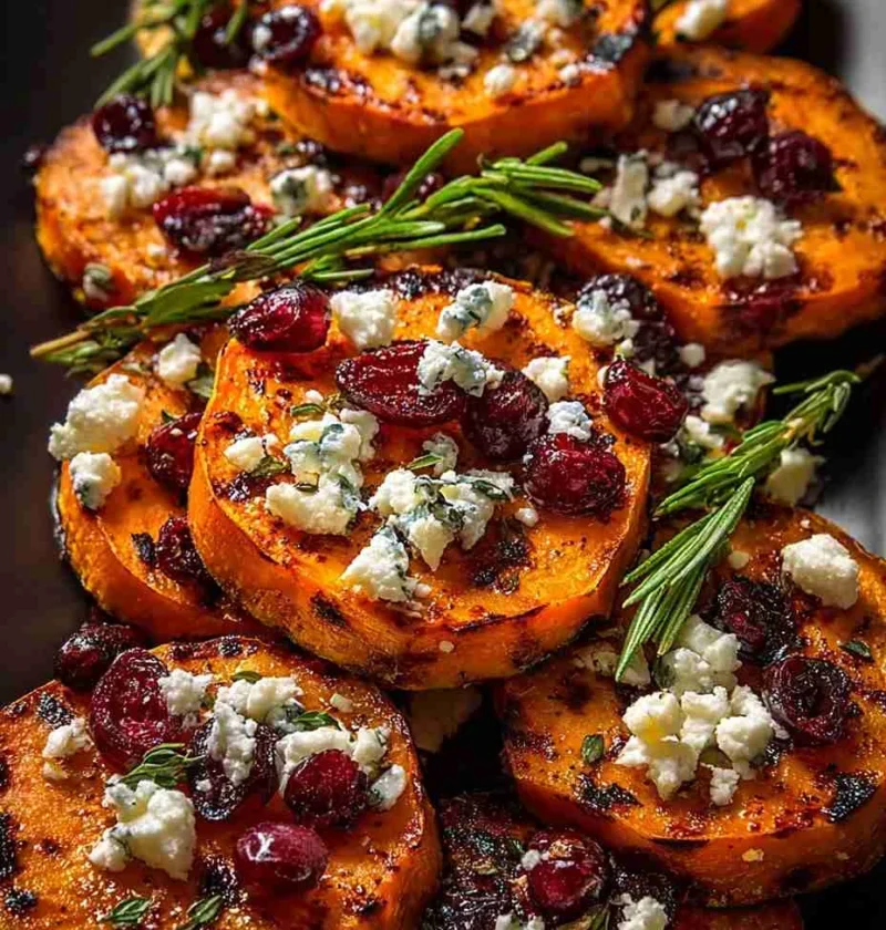 Roasted Sweet Potato Rounds Recipe Honey Glazed Sweet Potato Rounds Cranberry Topped Sweet Potato Rounds Healthy Roasted S...