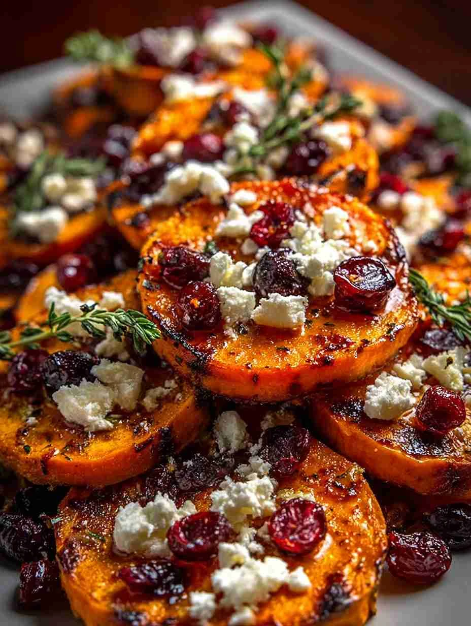 Roasted Sweet Potato Rounds Recipe Honey Glazed Sweet Potato Rounds Cranberry Topped Sweet Potato Rounds Healthy Roasted S...