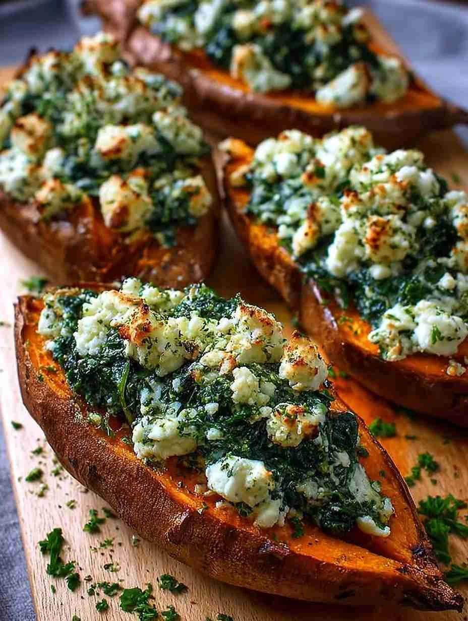 Spinach Ricotta Stuffed Sweet Potatoes Recipe Healthy Spinach Stuffed Sweet Potatoes Easy Ricotta Sweet Potato Filling Ide...