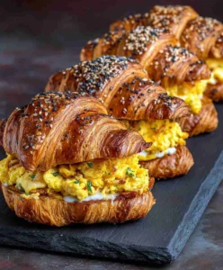 Baked Croissant Breakfast Sandwiches