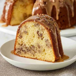 Brown Butter Pecan Pound Cake with Brown Butter Caramel Sauce