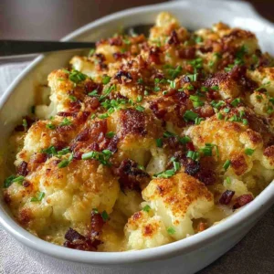 Caramelized Onion & Bacon Cauliflower Cheese Bake