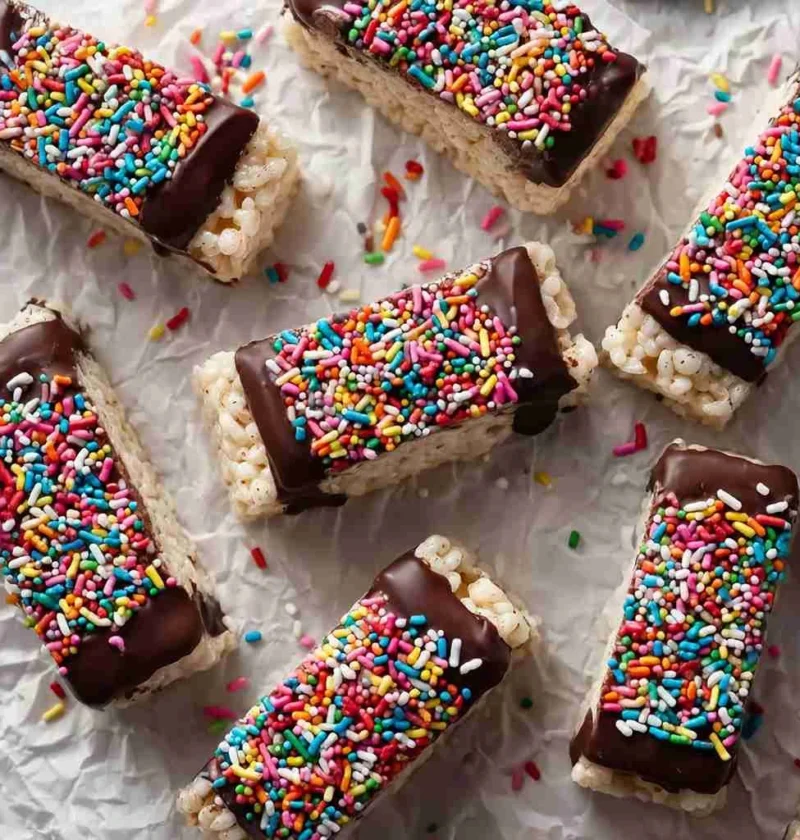 Chocolate Dipped Rice Krispy Treats Nobake Dessert