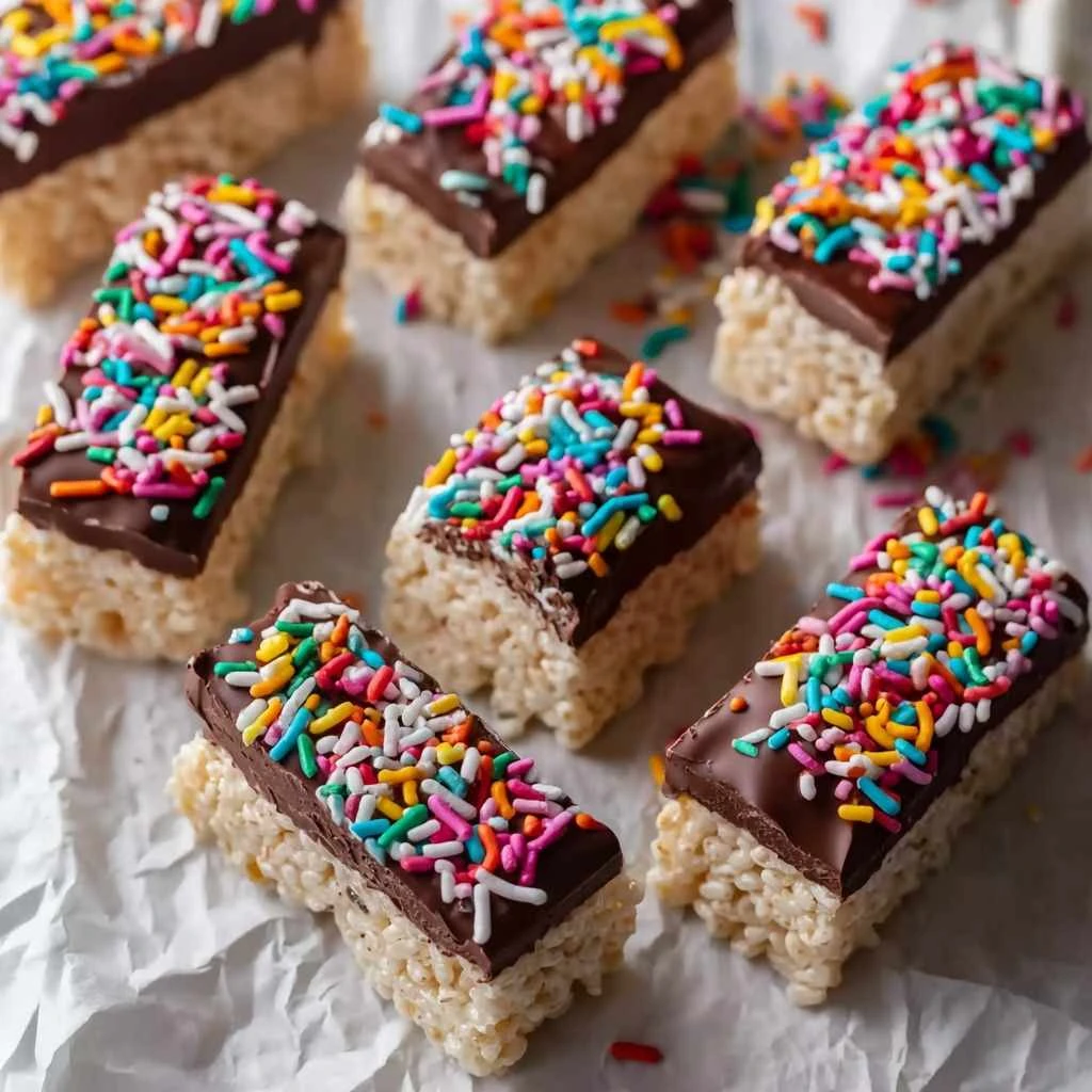 Chocolate Dipped Rice Krispy Treats Nobake Dessert