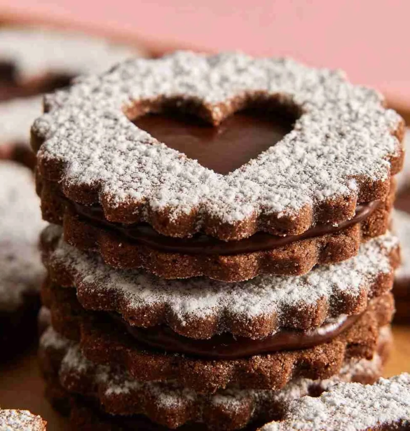 Chocolate Linzer Cookies Hazelnut Sandwich