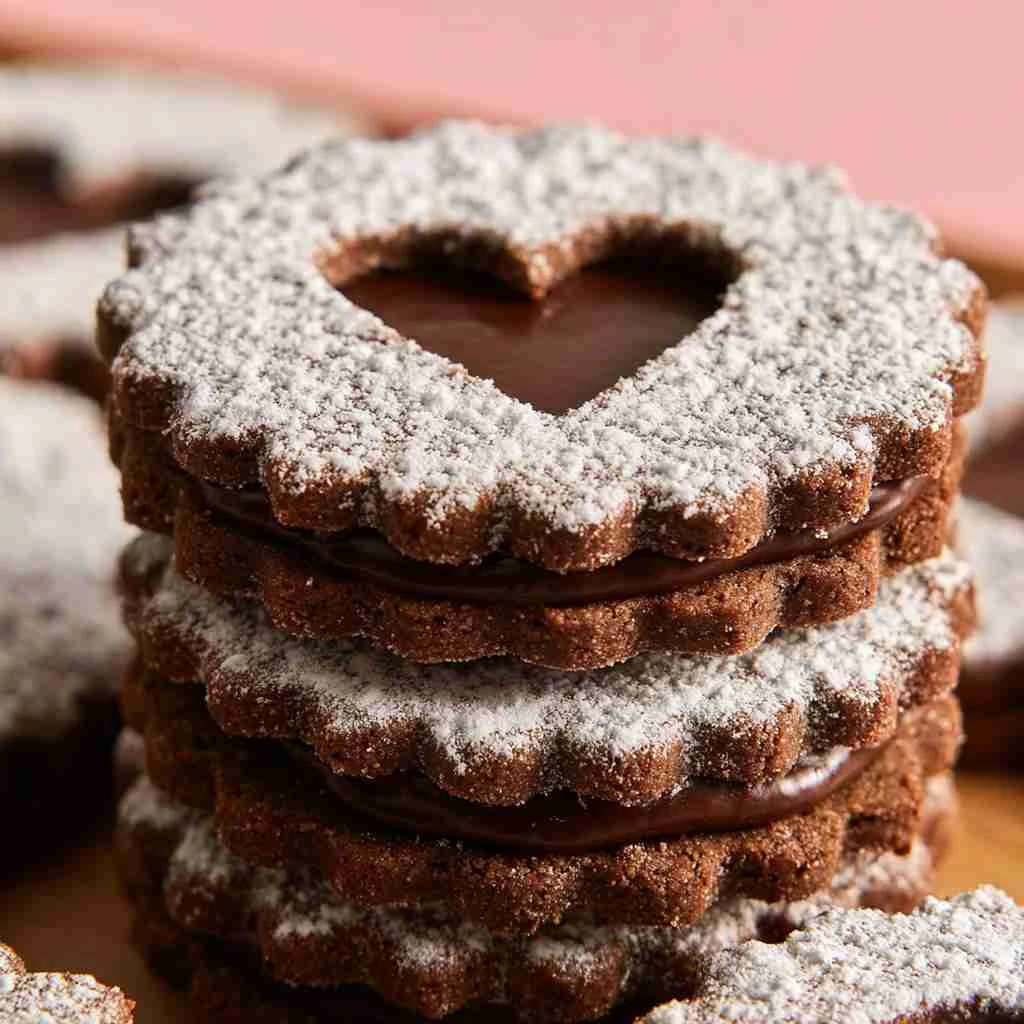 Chocolate Linzer Cookies (Chocolate Hazelnut Sandwich Cookies)