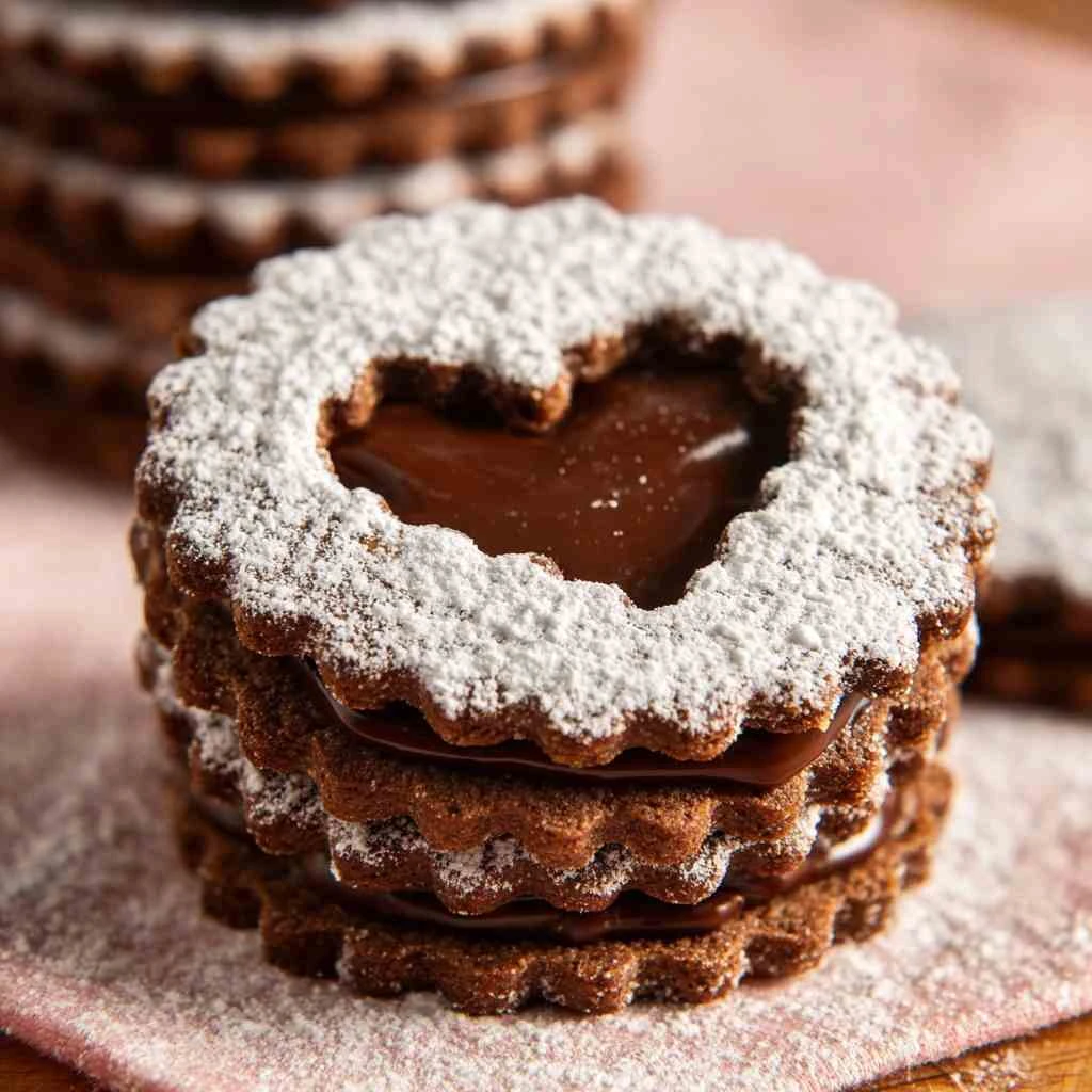 Chocolate Linzer Cookies Hazelnut Sandwich