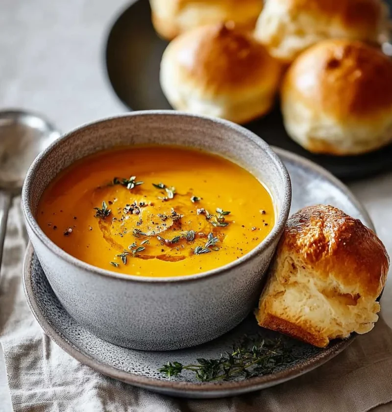 Comforting Homemade Pumpkin Soup Fluffy Air Fryer Rolls