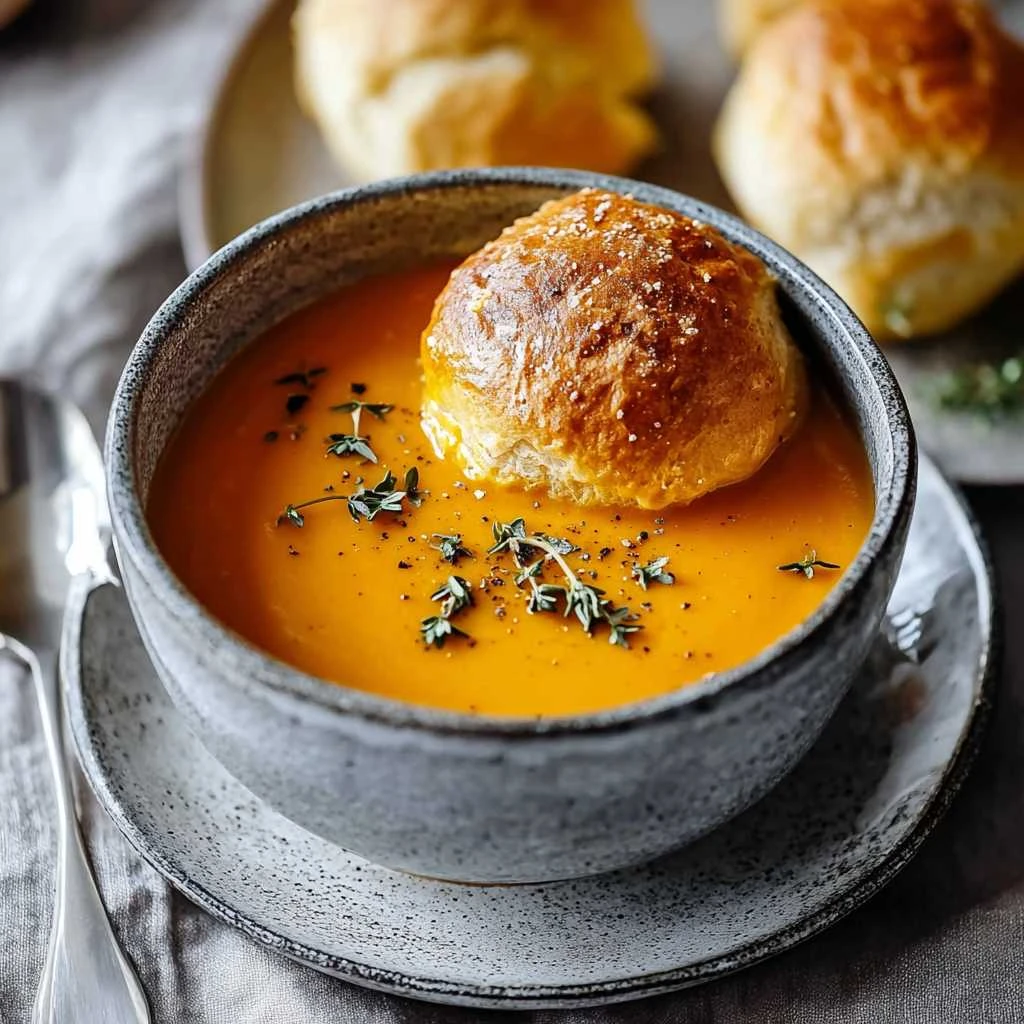 Comforting Homemade Pumpkin Soup Fluffy Air Fryer Rolls