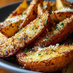 Crispy Baked Garlic Parmesan Potato Wedges You’ll Crave