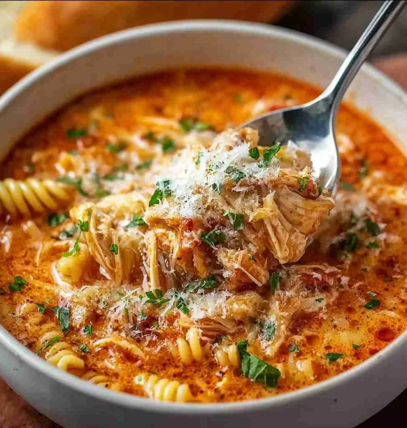 Crockpot Chicken Parmesan Soup