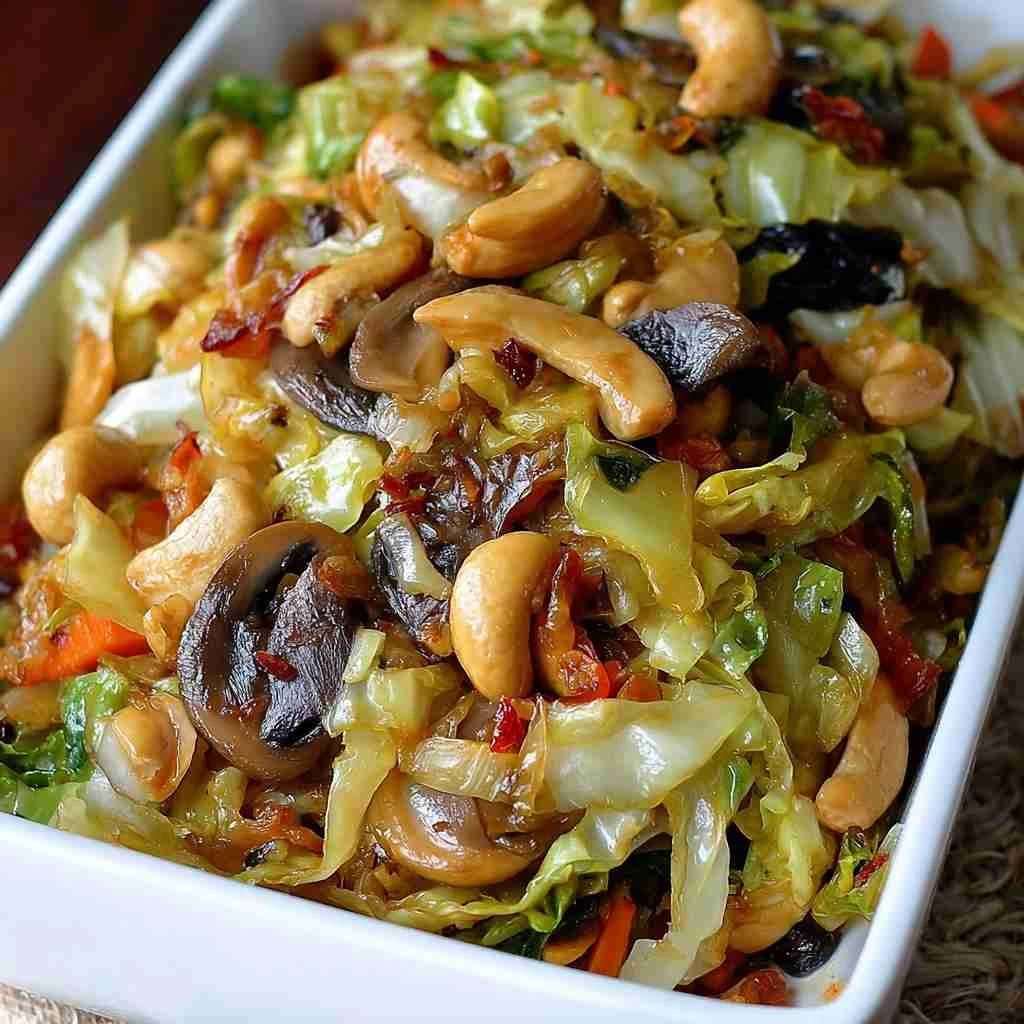 Crunchy Cashew Cabbage Stirfry Delectable Satisfying Weeknight Winner