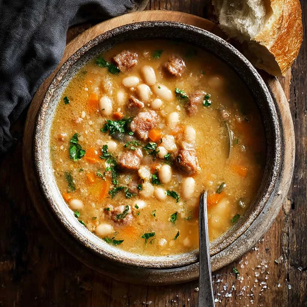 Delicious Creamy Bean Soup Sausage Cozy Nights