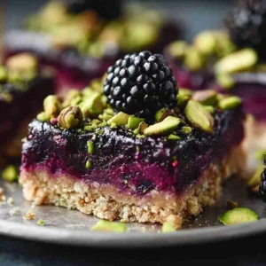 Easy Keto Blackberry Pistachio Dessert Bars delightfully satisfy your cravings!