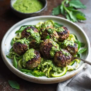 Epic Zaatar Meatballs with Creamy Green Tahini Sauce